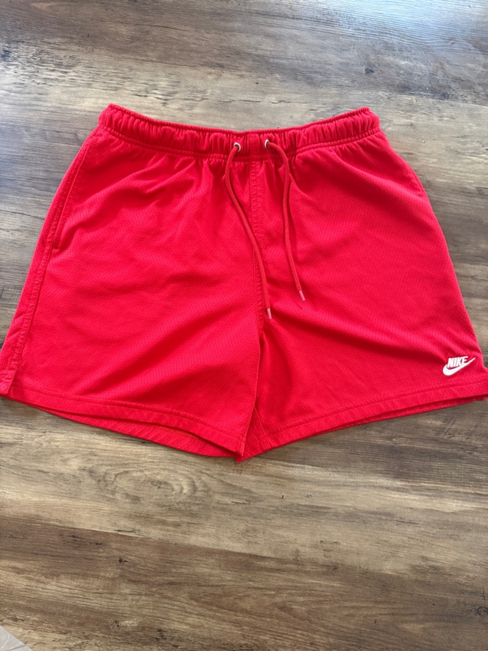 Nike Men's Bright Red Athletic mesh Shorts with White Logo